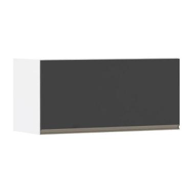 Imagem de Armário Basculante 80cm 1 Porta Branco Polar C/Preto - LUCIANE MÓVEIS