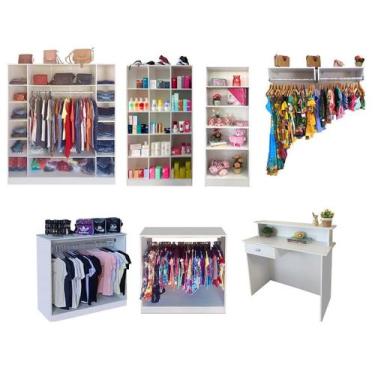 Imagem de Armário Colméia + Cabideiros + Balcão Arara Magia Móveis