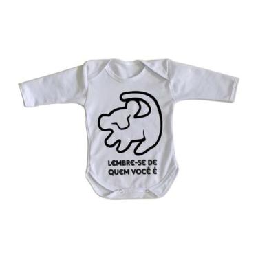 Imagem de body nenê criança roupa bebê manga longa Rei Leão Simba Lembre-se de q