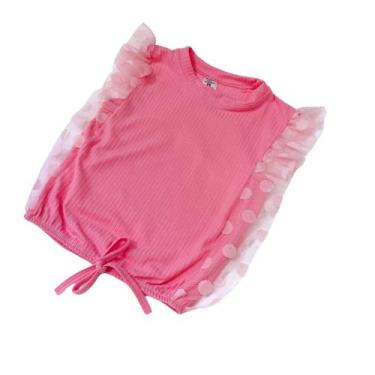 Imagem de Blusa Regata Canelada Manga Tule com Babado - Magic Sky, 12, Rosa chic