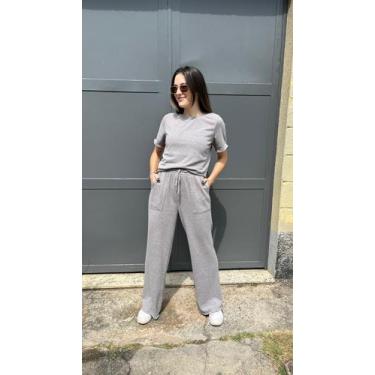 Imagem de Blusa Cropped de  Malha Tricot - Le Julie, Cinza, M