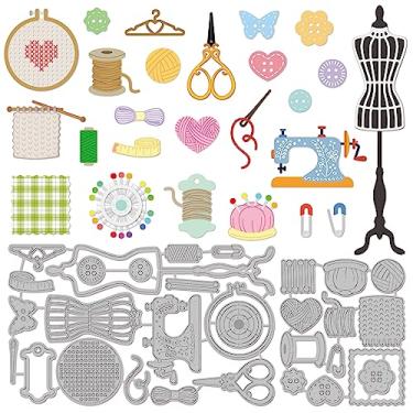 Imagem de GLOBLELAND Ferramentas de costura para scrapbooking faça você mesmo, máquina de costura de metal, molde de estênceis em relevo para fazer cartões de papel, decoração, álbum, artesanato, decoração