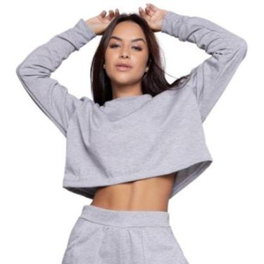 Imagem de Cropped Manga Longa Bella Fiore Blusa Moletinho Roupa Inverno Blogueiro Moda Casual-Feminino