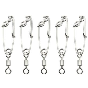 Imagem de DGHAOP 5 peças de clipes de pressão de pesca longline olho aberto de aço inoxidável gancho de ramo longo giratório linha flutuante clipe de atum acessórios de pesca
