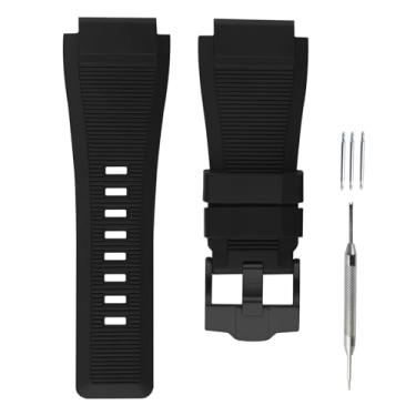 Imagem de unilabo Pulseira de borracha compatível com Bell & Ross B&R BR-01 BR01 BR-03 BR03 Diver Pulseira de silicone de substituição para homens e mulheres Wirst Watch Watch (fivela preta)