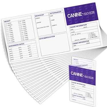 Imagem de Eaasty Pacote com 48 livros de registro de vacinas para cães, cartão de registro de vacinação para filhotes, dobrável, registro de vacinas para filhotes, livreto de registro de saúde canina,