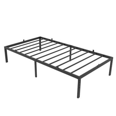 Imagem de Gyabnw Estrutura de cama de solteiro de 35,5 cm, plataforma de metal resistente, sistema de suporte totalmente em metal, sem necessidade de mola box, fácil montagem, sem ruído - solteiro