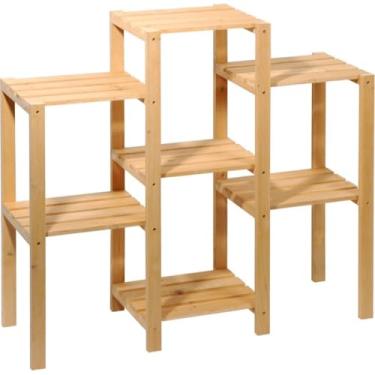 Imagem de Floreira De ChãO, Envernizado Cor Natural Suporte Para Vasos De Plantas Em Madeira