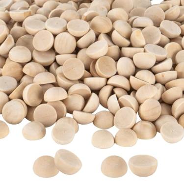 Imagem de PONGJA Bolas de Madeira de 1/2", 500 Peças de Bolas de Meia Esfera de Madeira Redonda Inacabada, Bolas de Meia Divisão de Madeira Natural Pequenas de 12 Mm para Artesanato e Projet (500Pcs 12 Mm / 1/2