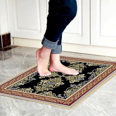 Imagem de Cosilyt Tapete de porta frontal ultrafino de 1/10 polegada entrada interna antiderrapante, grande tapete de cozinha de borracha impermeável e interior tapete de porta lavável para casa, piso, pia, lavanderia, mesa, 61 cm × 88 cm, vermelho persa