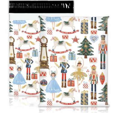 Imagem de JarThenaAMCS 100 peças de envelopes de poliéster quebra-nozes 25,5 x 33,5 cm, envelopes de aquarela de Natal, embalagem de plástico autovedante, sacos de correio para roupas de pequenas empresas