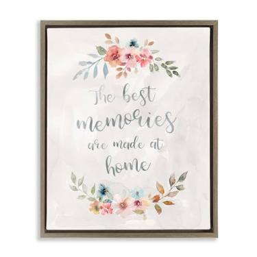 Imagem de Stupell Industries Design de parede em tela flutuante emoldurada Best Memories at Home por Carol Robinson, moldura flutuante marrom, 63 x 78 cm