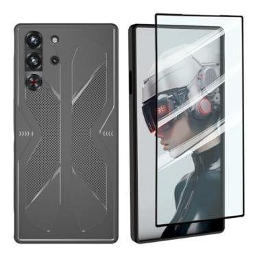 Imagem de Capa para ZTE Nubia Red Magic 10 Pro, airbags de grau militar de TPU macio, proteção contra quedas, antiimpressões digitais, [1 protetor de tela] Capa Red Magic 10 Pro Plus+, cinza