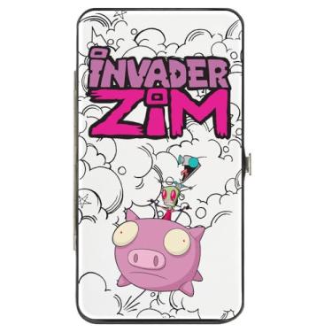 Imagem de Nickelodeon Carteira articulada, invasor Zim Zim e GIR e Piggy Doddles branca e preta, couro vegano, Branco, 7" x 4", Casual