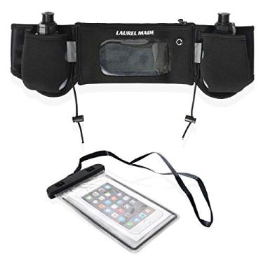Imagem de Laurel Made Cinto de hidratação para corrida com 2 garrafas de água que não balançam e bolsos de armazenamento para celular para caminhadas, corridas e ciclismo completo com cordão de plástico seguro,