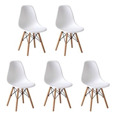 Imagem de Conjunto 5 Cadeiras para Sala de Jantar/cozinha Eames Eiffel Dkr Branco