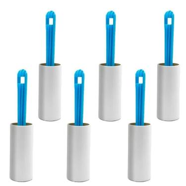 Imagem de Kit 6 Removedor De Pelos Adesivo Giratório 60 Folhas 20cm