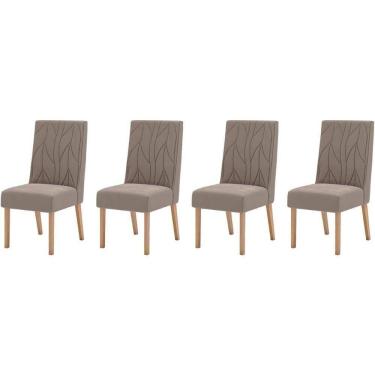 Imagem de Kit 4 Cadeiras Sala Jantar Eloá 4 Un Nature Suede Light Marrom Amêndoa