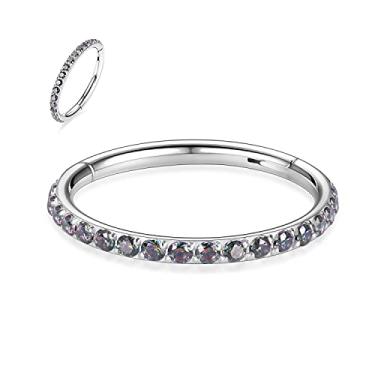 Imagem de PEAKLINK 20G 18G 16G 14G CZ/Opala Aço Inoxidável Sem Costura Articulada Segmento Anel de Piercing para Cartilagem de Concha de Septo Helix 6/7/8//9/10/12 mm, Metal, outro,