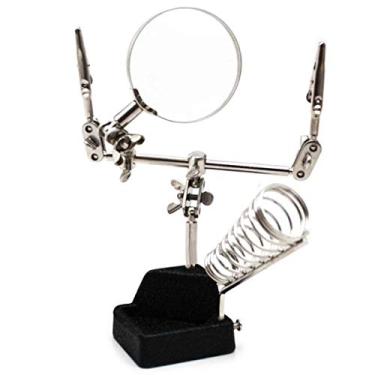 Imagem de Lupa com Garras e Suporte de Ferro de Solda Eda Prateado