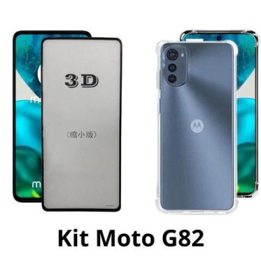 Imagem de Kit 2 em 1 para Moto G82  Capinha com Bordas + Película 3D Frontal par