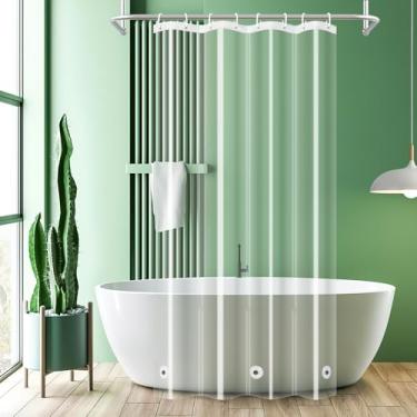 Imagem de UFRIDAY Cortina de chuveiro transparente Stall 122 x 183 cm, cortina de chuveiro transparente impermeável para banheiro PEVA com 3 ímãs na parte inferior