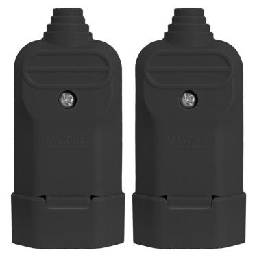 Imagem de 2 Tomada Plug Fêmea Prensa Cabo 2 Pinos Finos 10A Preta