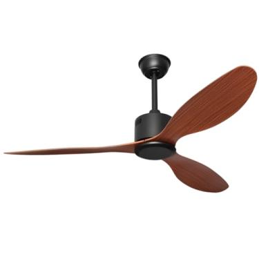 Imagem de Huemarlt Ventilador De Teto De 52 Polegadas Sem Luz Com Controle Remoto, Motor Dc Reversível De 3 Lâminas Para Sala De Estar, Quarto, Sala De Jantar, Moderno, Marrom