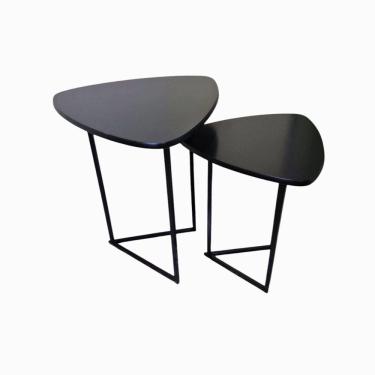 Imagem de Mesa lateral sofa moderna Jade new kit com 2 Industrial Luxo