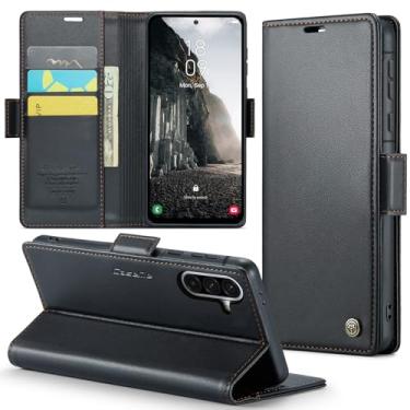 Imagem de Phernykas Capa carteira para Samsung Galaxy A56 com suporte para cartão, fecho magnético com bloqueio de RFID, à prova de choque, capa protetora de couro PU para Samsung A56 flip case carteira - preta