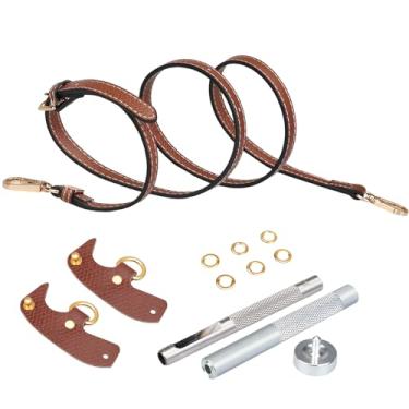 Imagem de Dexspoeny Alça de bolsa marrom de substituição com fivelas para mini bolsa e bolsa Longchamp, kit de conversão de alça de ombro transversal de couro antiderrapante, Marrom