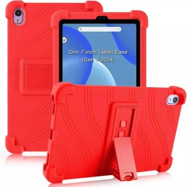 Imagem de Dteck Capa infantil para tablet Onn de 7 polegadas 2024 (modelo: 100135924), capa protetora fina de silicone macio para crianças, suporte ajustável, resistente, à prova de choque para tablet Onn 7