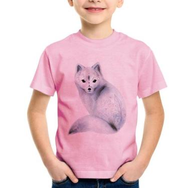 Imagem de Camiseta Infantil Raposa Arte - Foca na Moda, Rosa bebê, 6