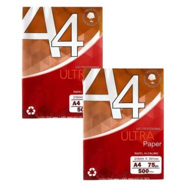 Imagem de Papel sulfite branco A4 75g 210mm x 297mm Ultra Paper kit com 1000 fol