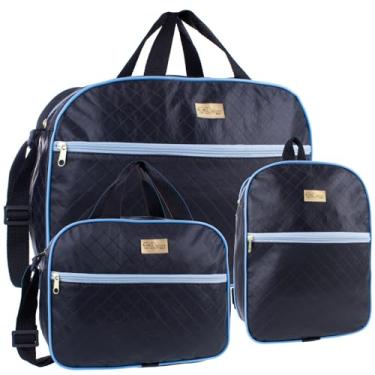 Imagem de Kit 3 Bolsas Maternidade - Kit contém 2 Bolsas Mala Maternidade e 1 Mochila de Passeio, Bolsa de Bebê Saída Maternidade (Preto com Azul)