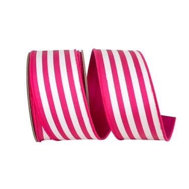 Imagem de Reliant Ribbon Fita de sarja listrada de luxo Dupioni com borda com fio, fúcsia