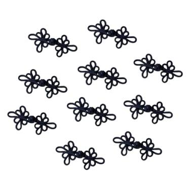 Imagem de shamjina 10pcs Botões de sapos chineses Nó de costura, Fechadores de design vintage DIY para roupas, roupas de camisola de roupa de vestuário, Preto