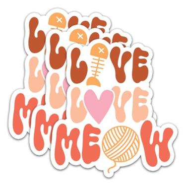 Imagem de (3 peças) Live Love Meow Adesivos Amantes Gatos Adesivos Decalque Adesivo de Vinil Impermeável Adesivos Adulto para Laptop Kindle Carro Copo Garrafa de Água Caneca Telefone Notebook Capacete - Tamanho