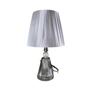 Imagem de Abajur Luminaria Decorativo Quarto Sala Criado Mudo Cristal Com Led 40cm (Prata)