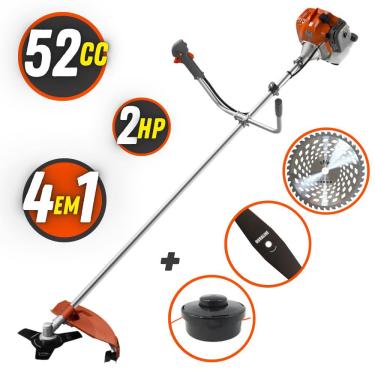Imagem de Roçadeira á Gasolina Tekna RL520ACN-TK 52cc 2HP Profissional Multifunções de Corte Com kit Completo de Cabeçote Nylon, Lâmina 3 Pontas, Lâmina 2 Ponta