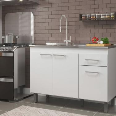 Imagem de Balcão de Pia 120cm Realeza 3 Portas 1 Gaveta