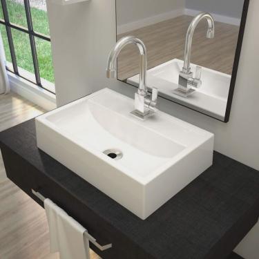 Imagem de Kit 2 Cubas de Apoio para Banheiro Q45w Retangular Compace Branco