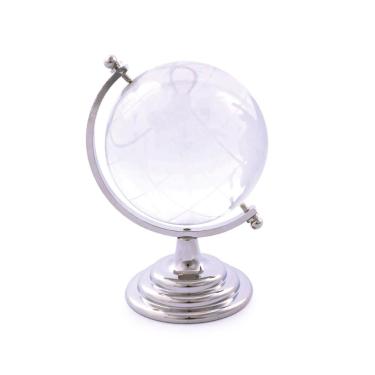 Imagem de Globo terrestre decorativo cristal incolor 7,5X9X12CM