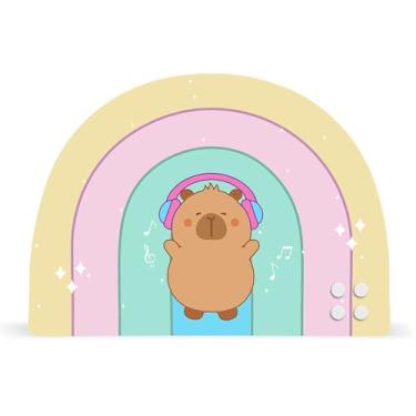 Imagem de Painel para fotos Capivara Arco-Íris 35x50cm, com ímãs, Mural Magnético, Quadro Metálico - Geguton