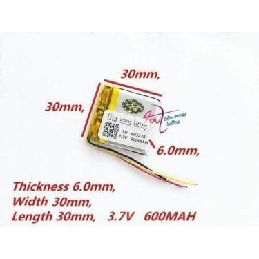 Imagem de Bateria  6mm X 30mm X 30mm 3,7v 600mah Com 3 Fios - bgb