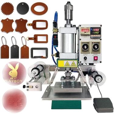 Imagem de Máquina de estampagem a quente de 500 W, máquina de gravação em relevo de couro, máquina de bronzeamento, carimbo de logótipo de papel de PVC de couro manual, temperatura ajustável