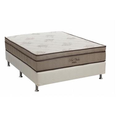 Imagem de Conjunto Cama Box Ortobom Casal Pró Vida Superpocket Molas Ensacadas Base Camurça Bege 138x188x53