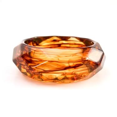 Imagem de Viva Joya Pulseira de acrílico de resina facetada para mulheres adolescentes, pulseira grossa grossa de plástico grande, geométrica transparente, marrom, verde, azul claro, joia laranja, Small-Medium,