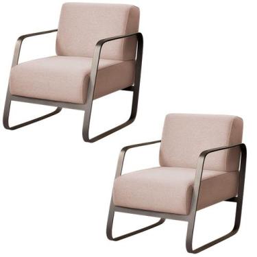 Imagem de Kit 2 Poltronas para Sala e Escritório Base de Metal Mubai - Konfort, 