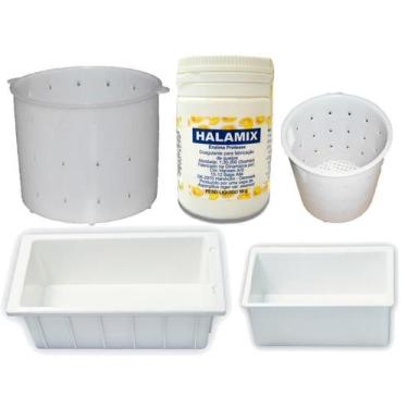 Imagem de Kit Coalho 50g + Formas Queijo 500g, 1kg, 4kg - Halamix
